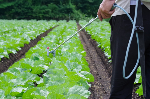 畑に噴霧される農薬