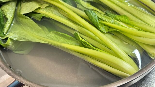水につけた小松菜の汚れ