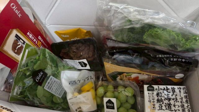 オイシックス食材が詰まった段ボールを開封｜オイシックスから届いたお試しセットの開封の儀の様子